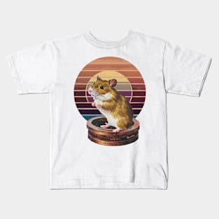 Retro hamster vintage sunset for hamster lovers owners Kids T-Shirt